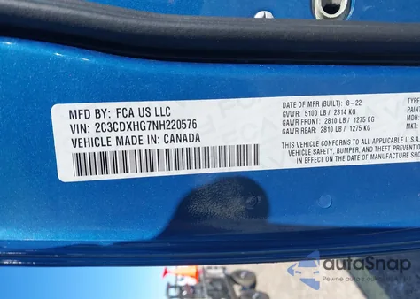 2022 Dodge Charger Gt Rwd z USA, uszkodzony, nr VIN 2C3CDXHG7NH220576